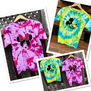Disney tie dye shirts,Tie dye custom shirts Minnie or Mickey shirts,Disneyworld,Disneyland shirts, perfect for your family vacation