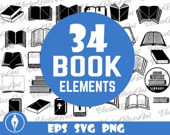 Book clipart, Book svg, Books svg bundle, Book logo, library svg, Books clipart bundle cutting files SVG, PNG, EPS