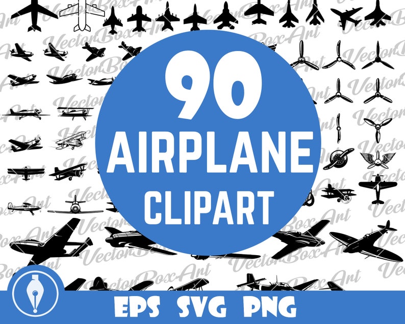 Airplane Vector, Airplane Svg, Aviation Clipart, Airplane Ai, Eps ...