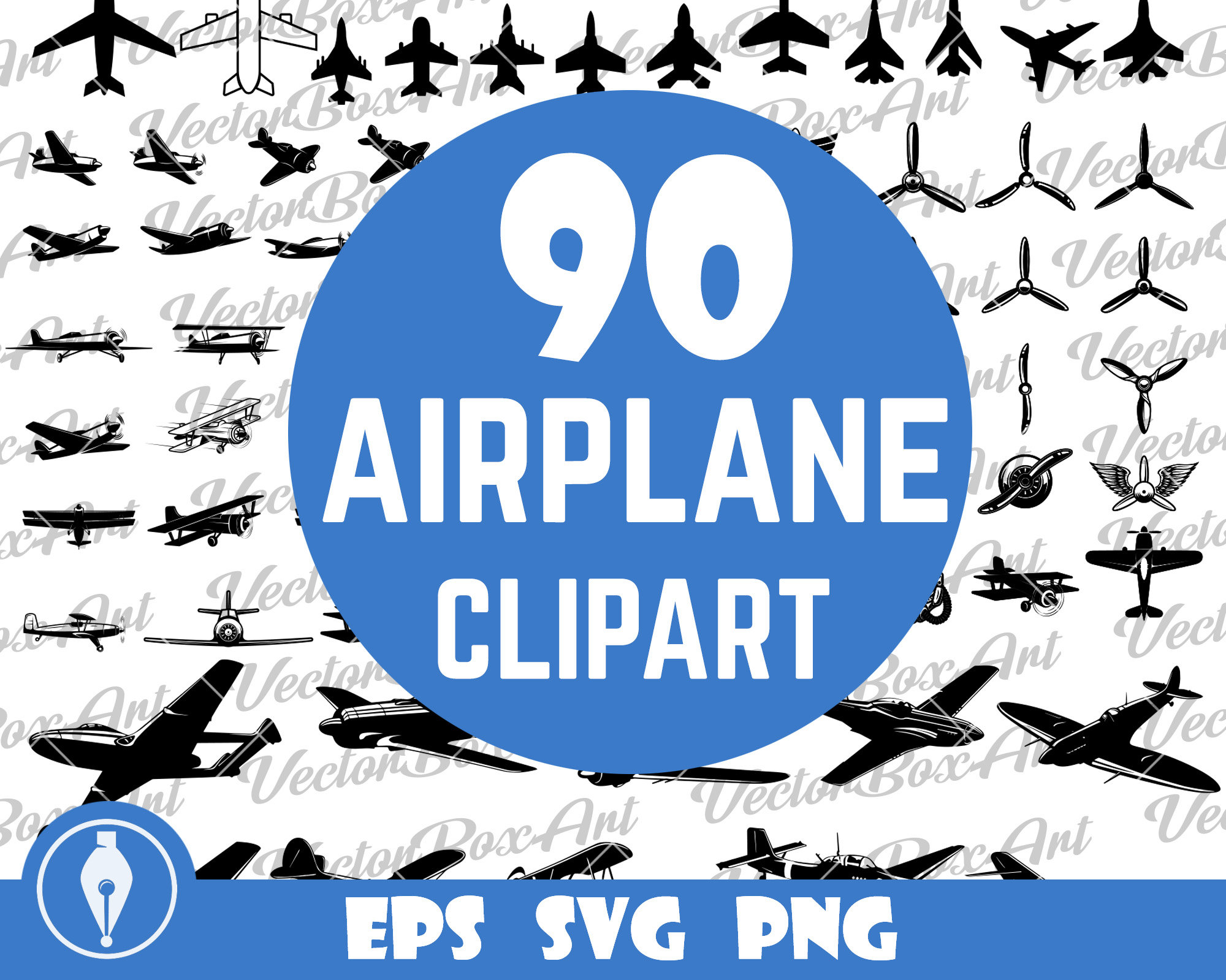 Airplane Vector, Airplane Svg, Aviation Clipart, Airplane Ai, Eps ...