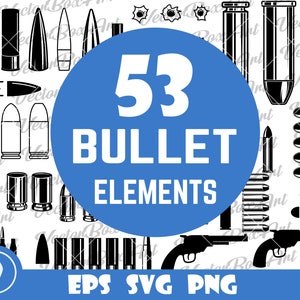 弾丸クリップアート、弾丸カートリッジ Svg、Eps、Ai。 Bullet バンドル、パトロン ベクター デジタル ダウンロード ファイル