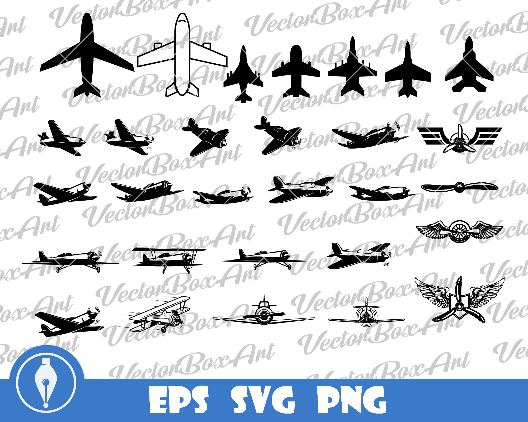 Airplane Vector, Airplane Svg, Aviation Clipart, Airplane Ai, Eps ...