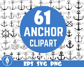 61 anchor illustrations. Anchor SVG, PNG, EPS. Retro Anchors Digital Download
