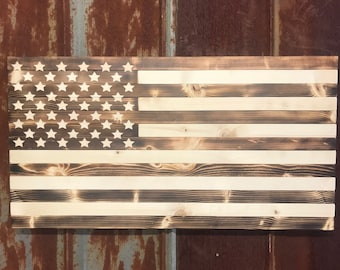 Rustic Handmade Wooden American Flag