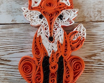 Fox Magnet - Unique Paper Quilled Fox - Cute Handmade Fox Magnet - Fun Kitchen Accessory