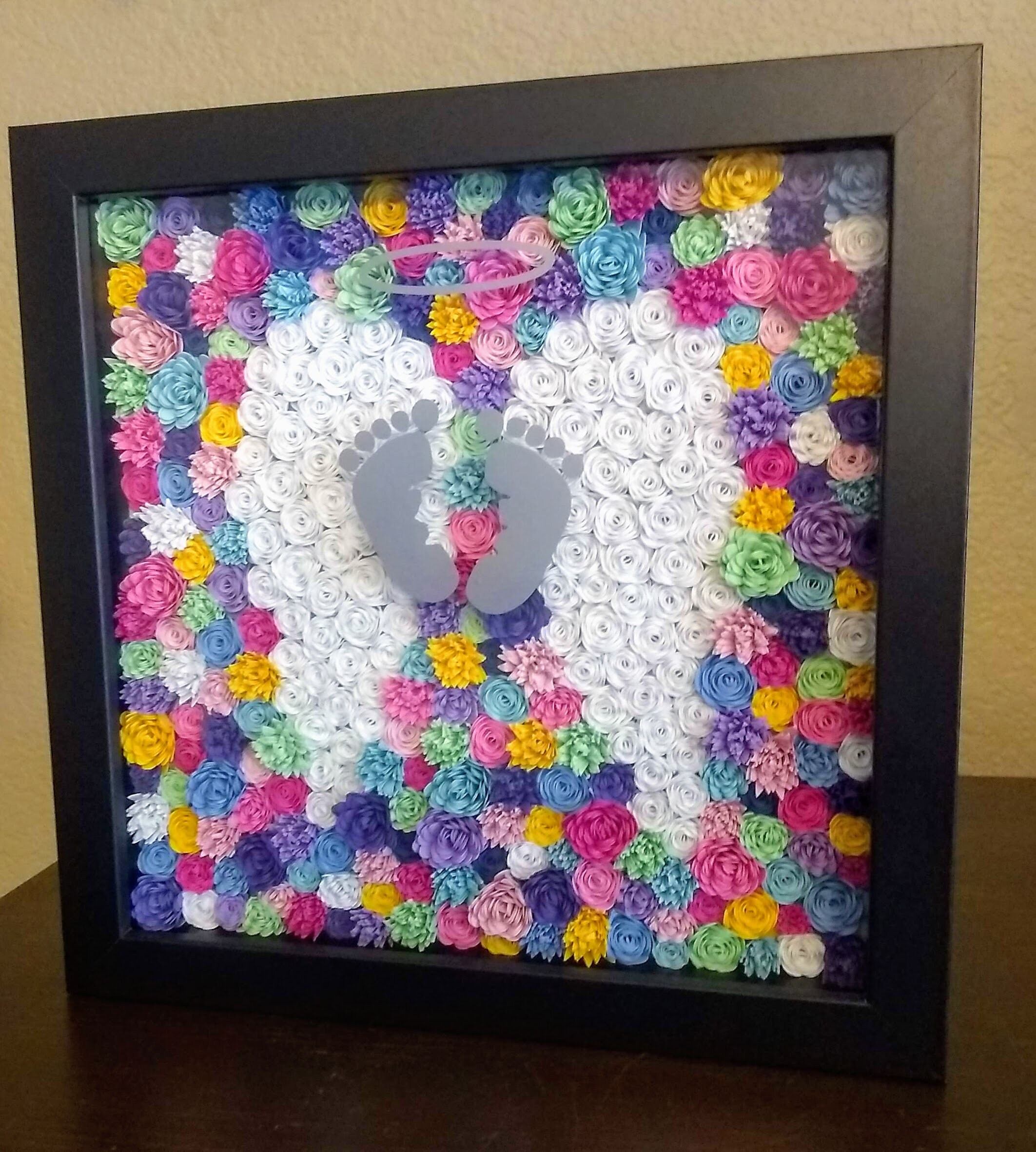 Pregnancy Loss, Sympathy Gift, Paper Flower Angel Wings and Footprint