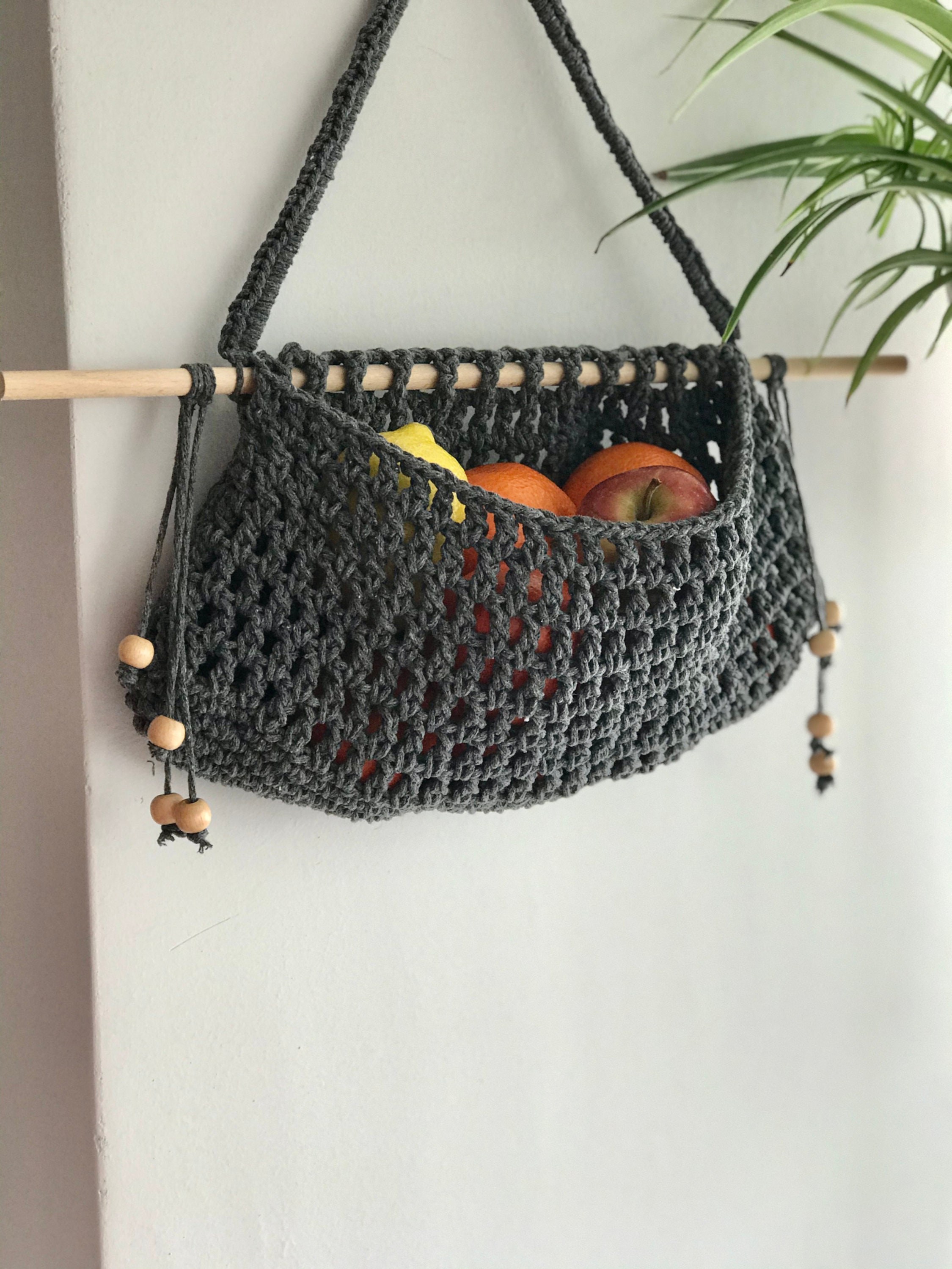 Crochet Hanging Fruit Basket Breathable Produce Bag Etsy
