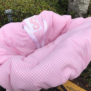 Embroidered cart cover, personalized, reversible, pink gingham shopping cart cover, high chair cover, girl shopping cart cover, monogrammed