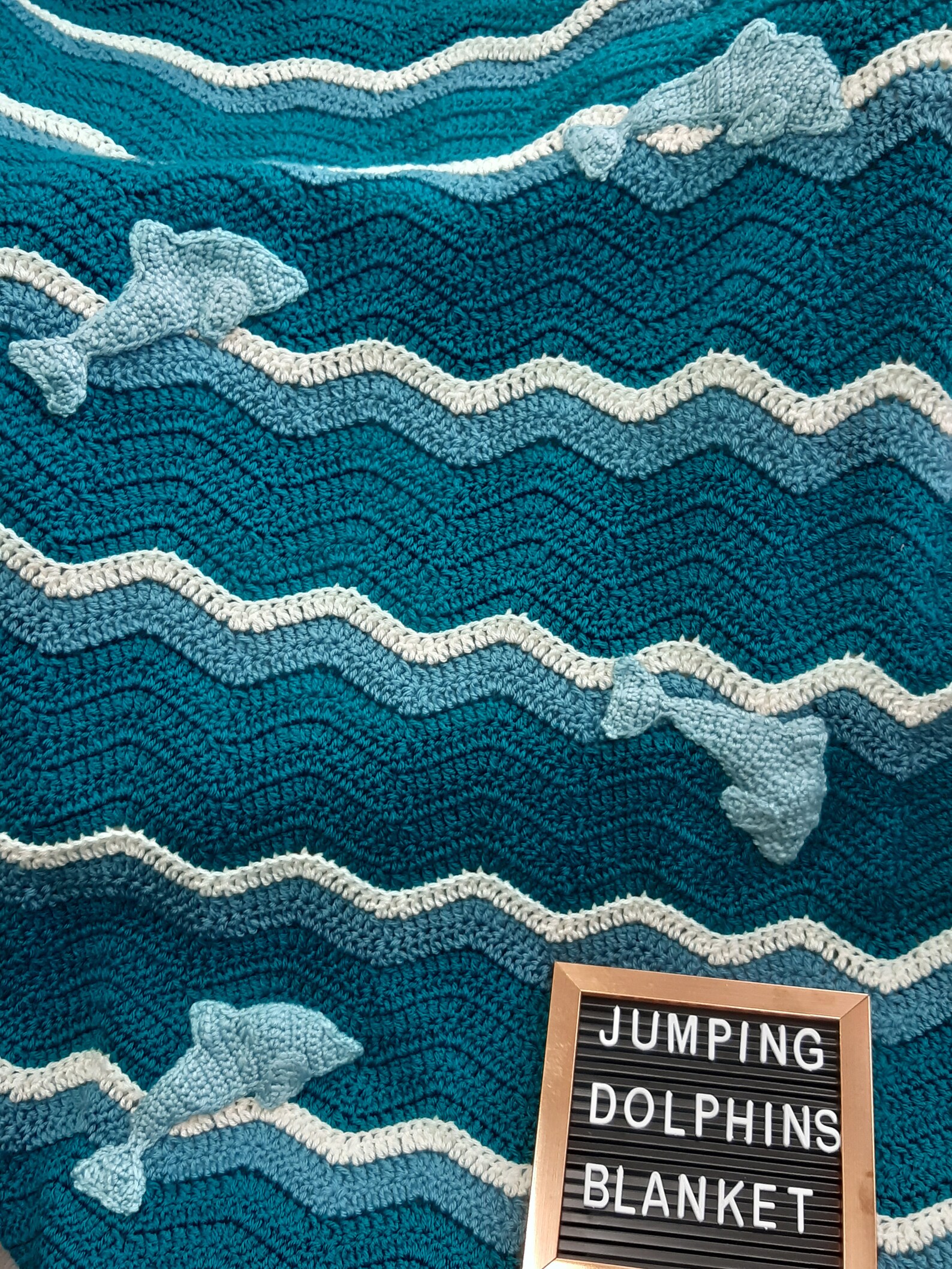 Jumping Dolphins Blanket, Crochet Pattern Only, UK Terms, Home, Gift