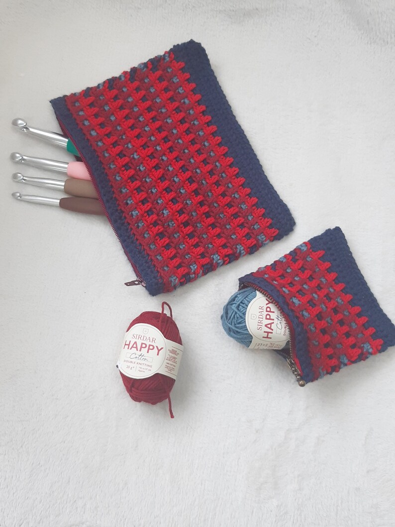 Mosaic Zip Pouches Crochet Pattern Only UK Terms Gift For Etsy