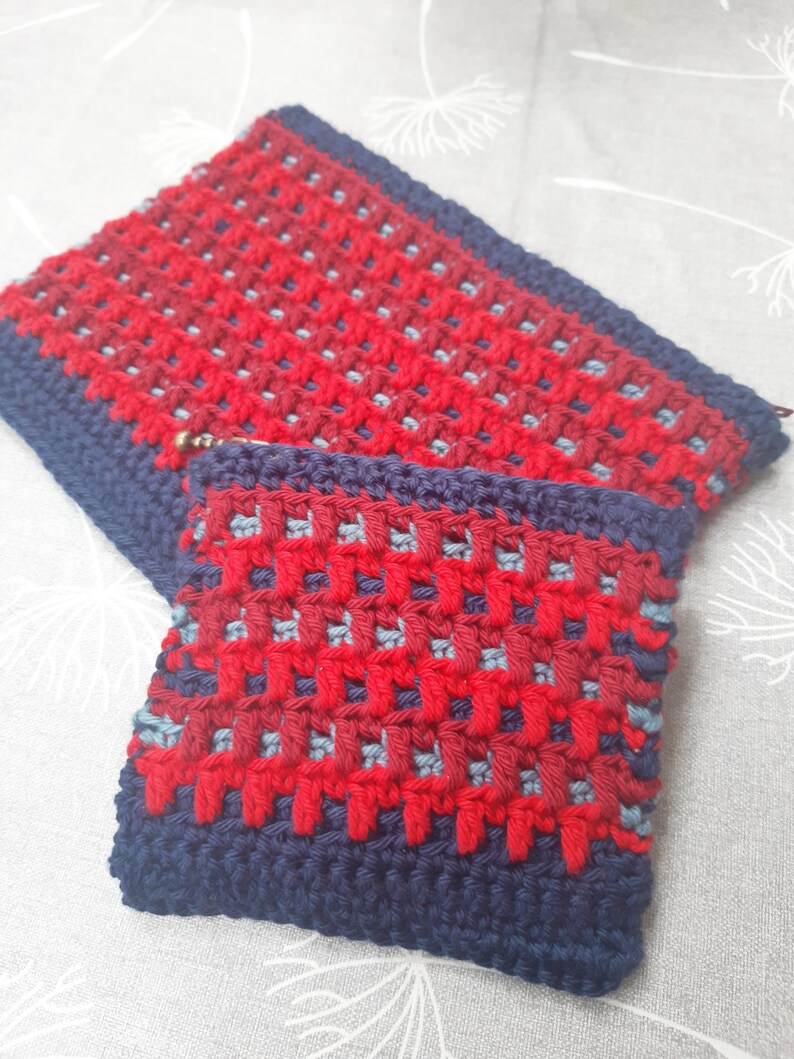 Mosaic Zip Pouches Crochet Pattern Only UK Terms Gift For Etsy