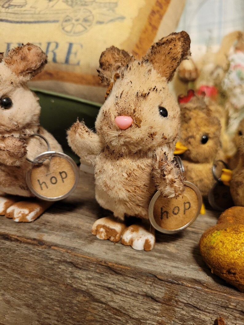 Rustic Plush Primitive Easter Bunny Decor | Cinnamon Grunged Plush Accent | Rustic ...