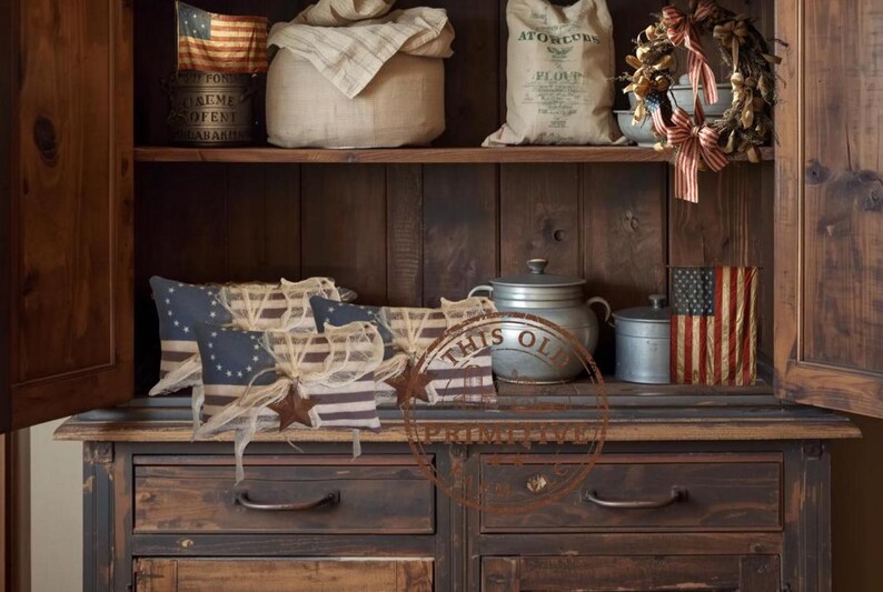 Primitive Farmhouse Americana Betsy Ross Pillow | 13 Star Flag ...