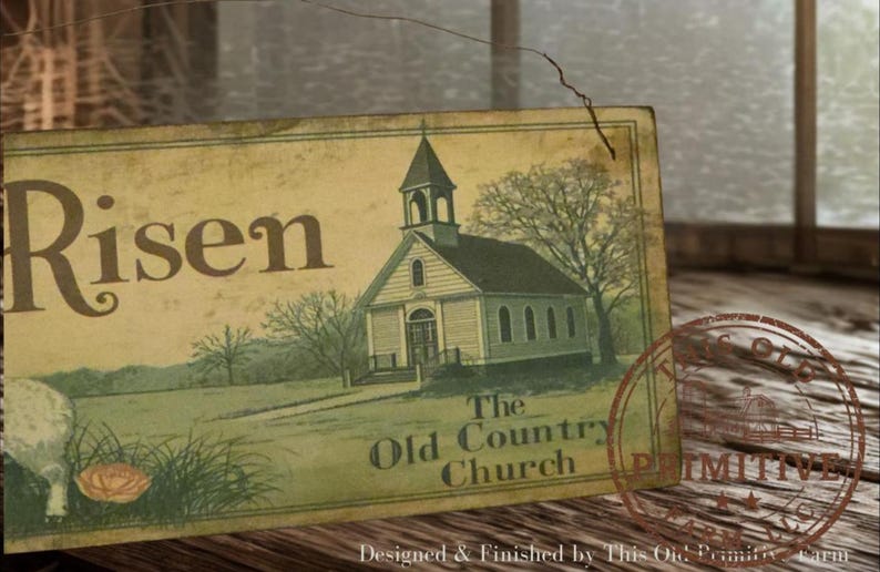 Rustic Church Sign Primitive “he is Risen” Easter Wood Sign – Vintage Country Church ...