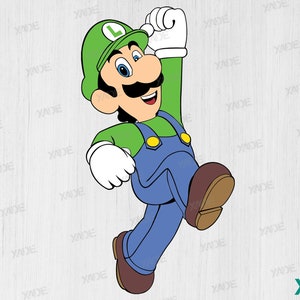 Luigi SVG files digital illustration, digital download Mario Bros SVG vector design