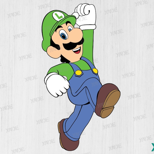 Luigi SVG fichiers illustration numérique, téléchargement numérique Mario Bros SVG vector design