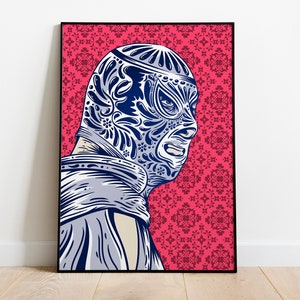 Talavera Luchador Maske druckbare Wandkunst, digitaler Download mexikanische Volkskunst Wand-Dekor, digitaler Download Wohnkultur