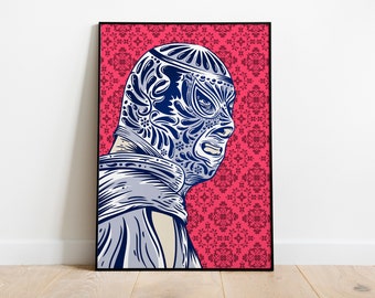 Talavera luchador mask printable wall art, digital download mexican folk art wall decor, digital download home decor