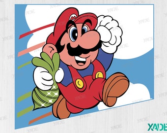 Super Mario Bros 2 NES SVG files digital illustration, digital download Mario Bros Retro SVG vector design