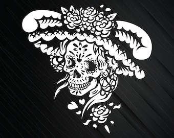 カラベラ スカル アート SVG ファイル デジタル イラスト、デジタル カラベラ スカル アート SVG ファイル デジタル イラスト、デジタル