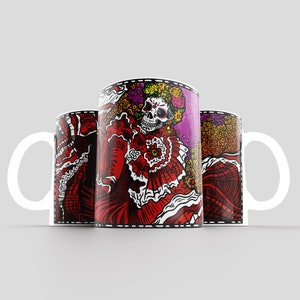 11oz Mug Sublimation Designs, Day of the Death Catrina Mug PNG File, Mexican Folk Art Digital Download