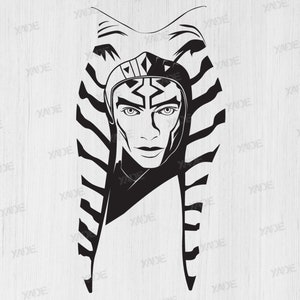 May include: Black and white illustration of a person wearing a headdress with a striped pattern. The person's face is visible and has detailed markings.
