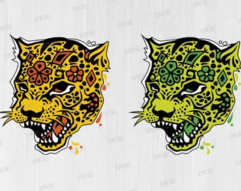 Jaguar SVG geschichtete Datei digitale Illustration, digitaler Download mexikanische Volkskunst Vektor-Design