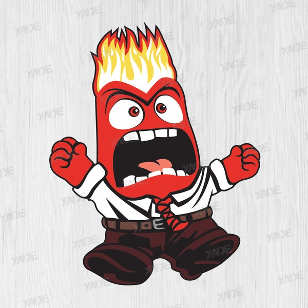 Inside Out Anger layered SVG files digital illustration, digital download Anger svg vector design