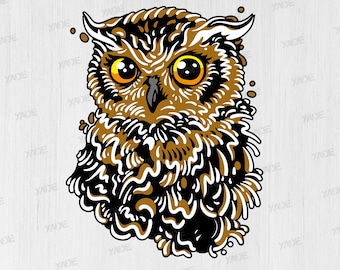 Owl SVG layered file digital illustration, digital download owl svg vector design