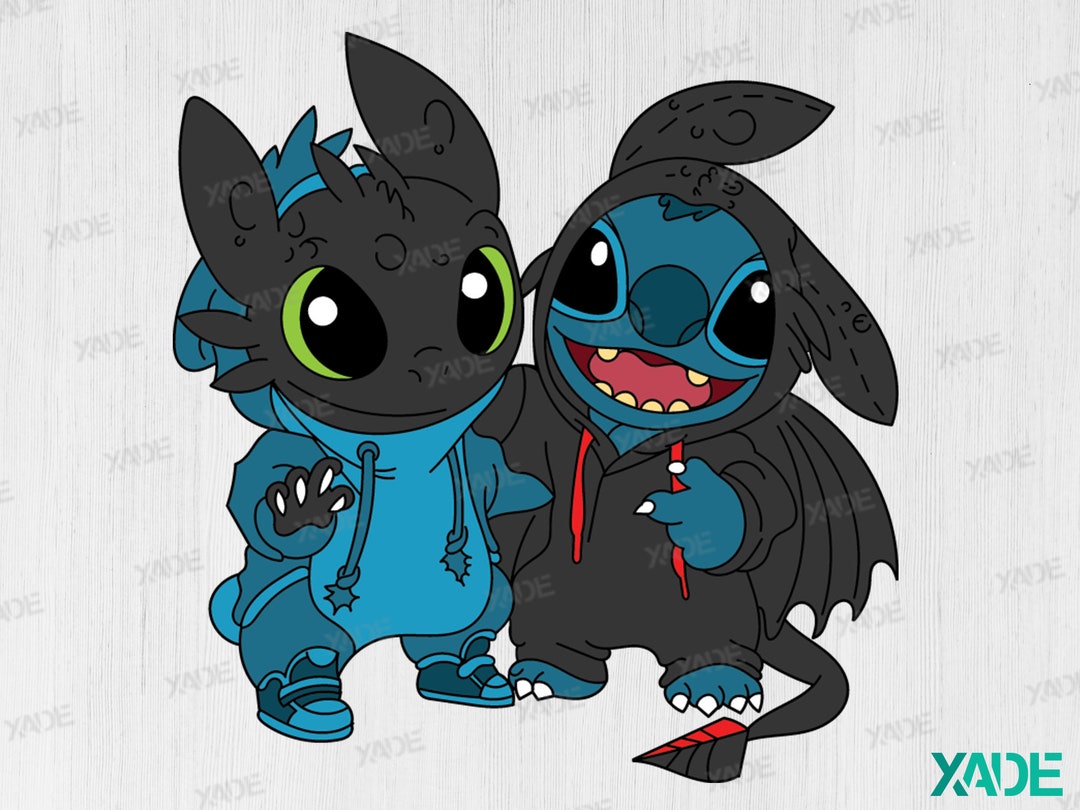 Stitch and Toothless SVG layered file digital illustration Etsy Italia