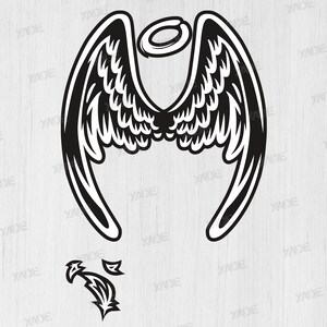Angel Wings 2 layers Art SVG file digital illustration, digital download vector design