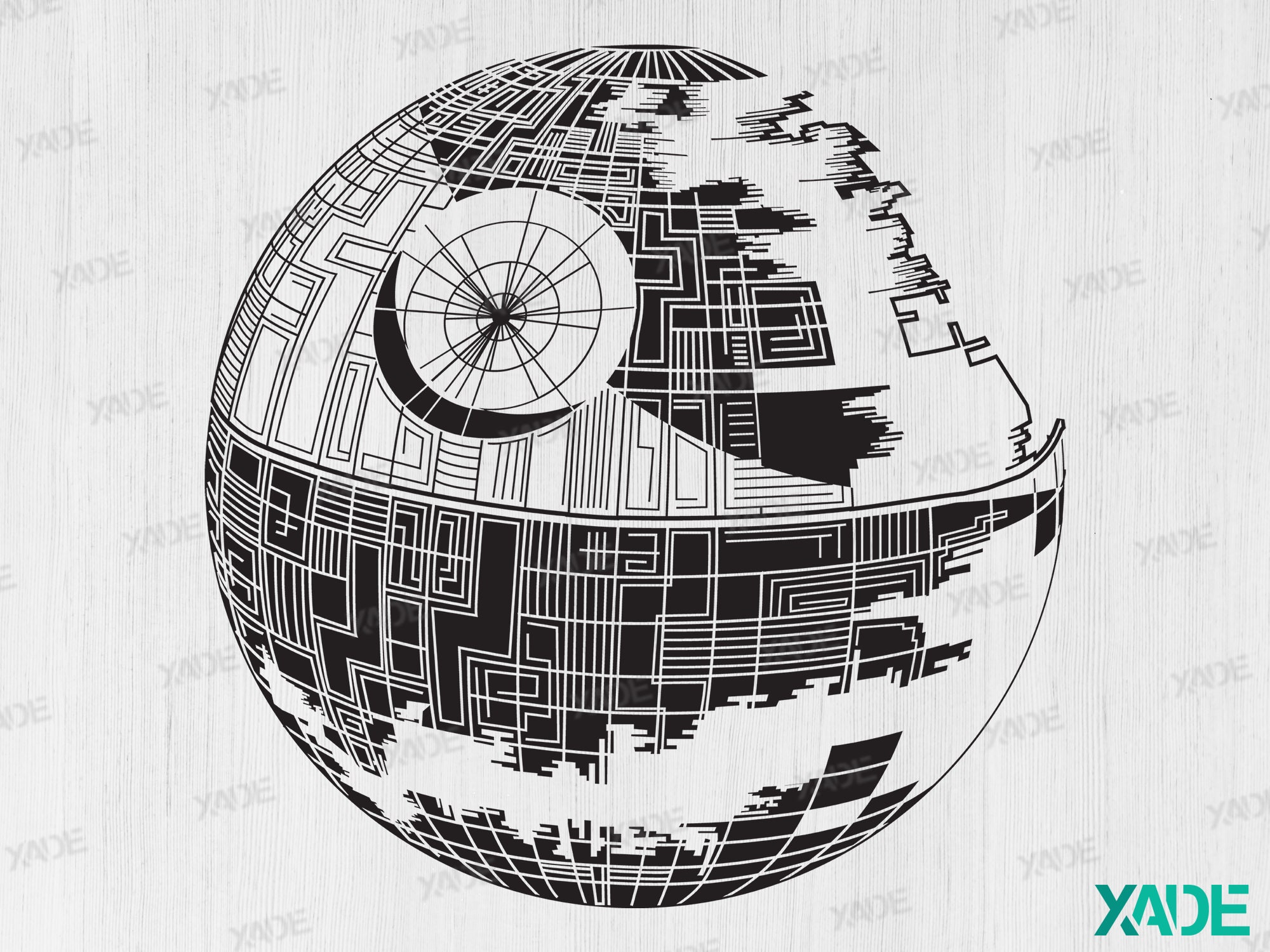 death star black and white