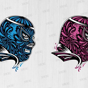 Luchador Mask SVG layered file digital illustration, digital download Mexican folk art vector design
