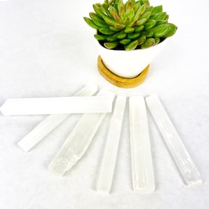 Set of SIX Selenite Wands (3.5&quot; - 4.5&quot; each) - Raw Selenite Crystal Wand Bundle - Healing Clearing - Removes Negative Energy for Protection