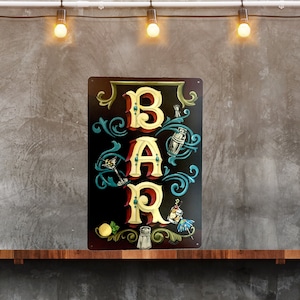 Bar signs Hand painted Metal Signs For Gift For Him Vintage Wall Decor Home Bar For Retro Signs Home Decor Perfect Father&#39;s Day Gift For Dad