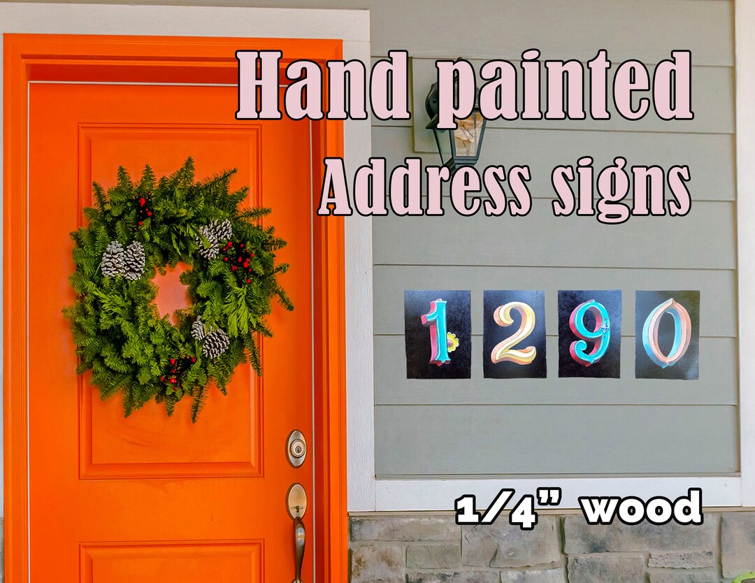 Hand Painted Wood Address Sign: Custom Home Decor (5.25