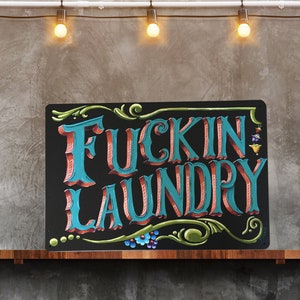 Fuckin Laundry Room Sign Gift For Mom Hand Paint Laundry Metal Sign Gift For Her Vintage Home Art Wall Decor Retro Unique Mother&#39;s Day Gift