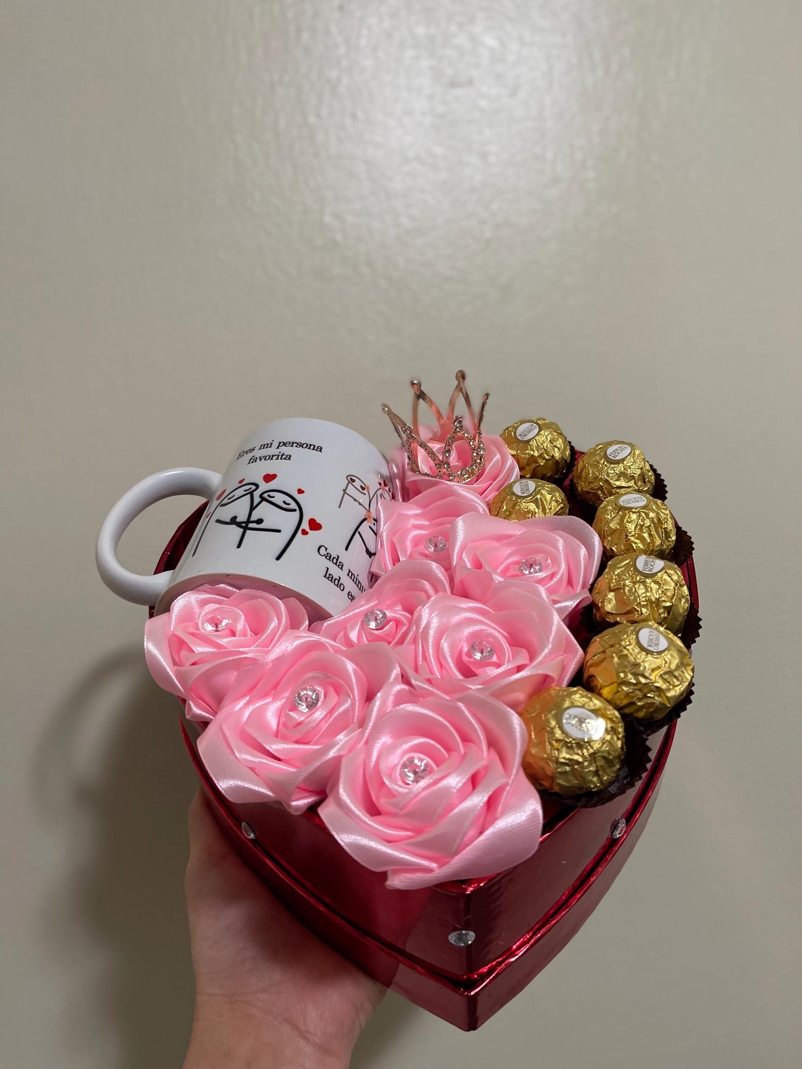Heart Box With Eternal Roses, Mug and Ferrero Chocolates. - Etsy