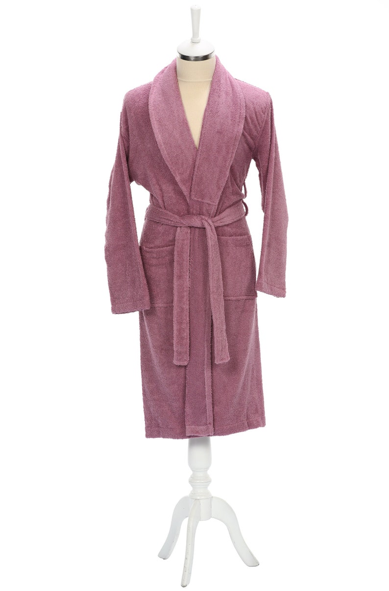 Luxury 100 Cotton Terry Towelling Shawl Collar Bathrobe Dressing Gown