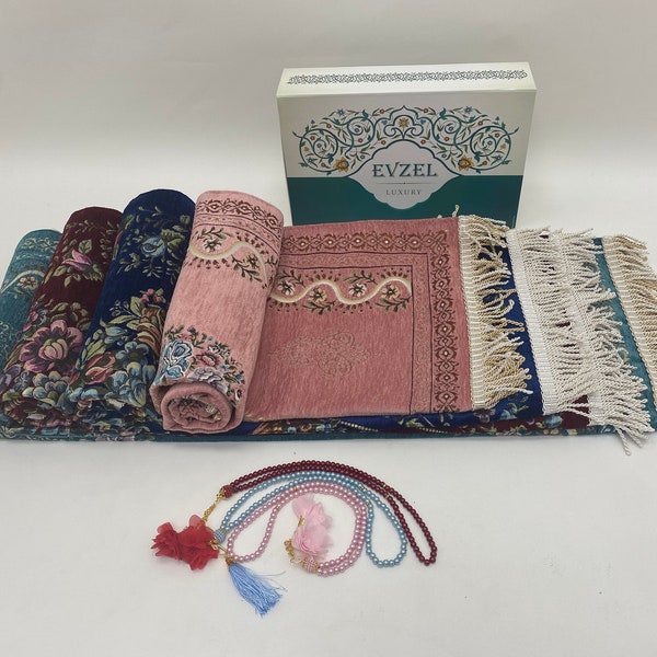 Evzel Prayer Mat, Prayer Rug, Janamaz - Muslim Wedding Gift, Islam, Gift, Elegant Gift Packaging, Islamic Gift