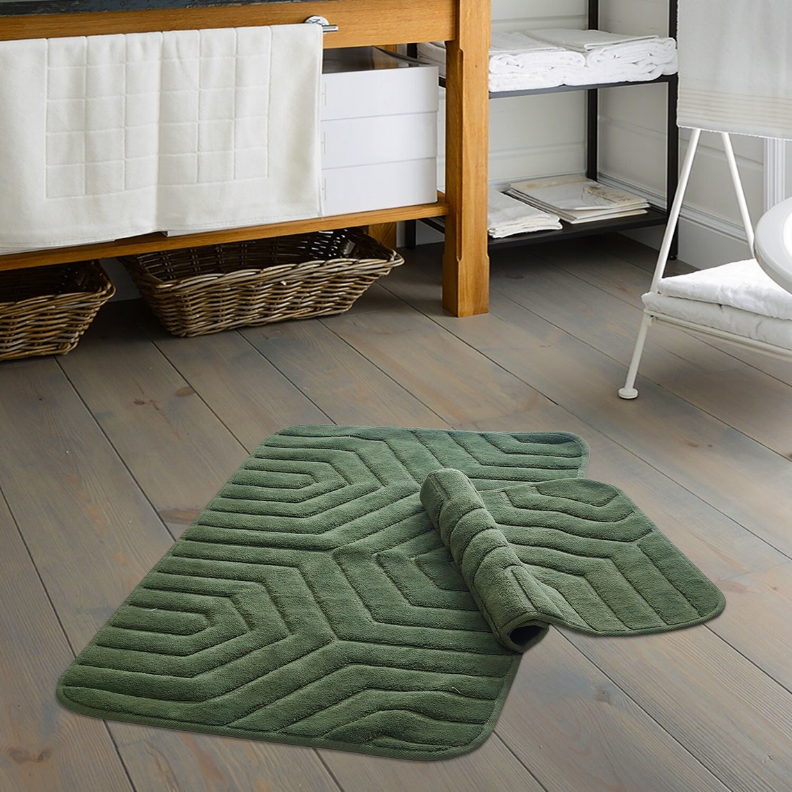 Bath Mats 100% Cotton Bathroom Mat Set of 260x10060x50 - Etsy UK
