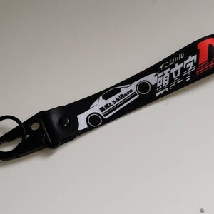 Initial D half lanyard - JDM - Black - Red - Car enthusiast - Jdm accessory - Initial D - Japanese - Lanyard - Half lanyard - Keychain