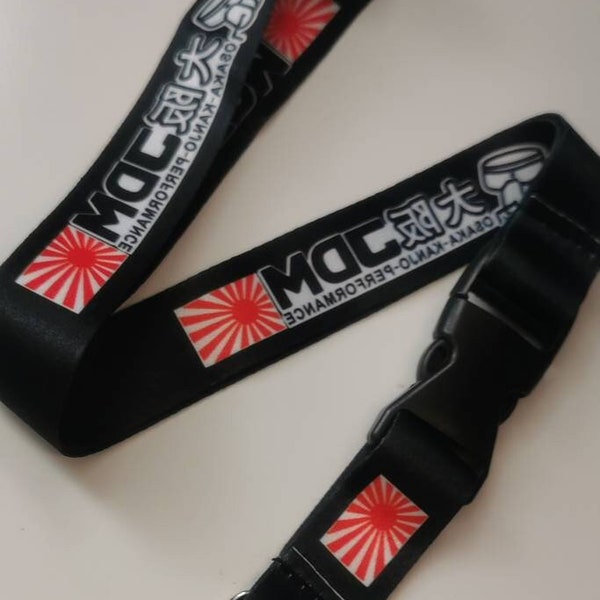 JDM lanyard - Japanese keyring accessory - Car enthusiast - JDM accessory - Black and red - Car - Motorbike - Racing - JDM man