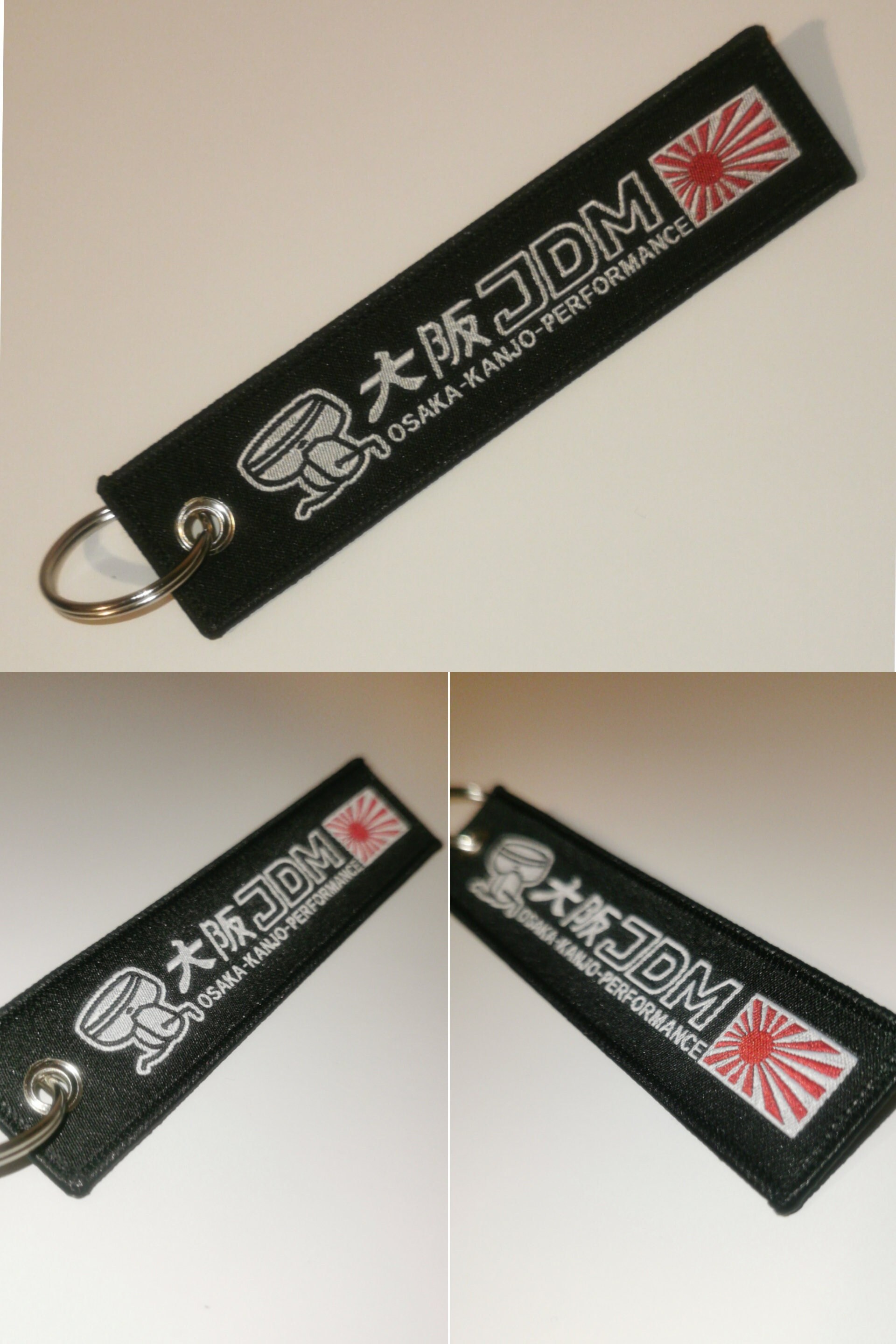 JDM keychain Japanese keyring accessory Car enthusiast JDM accessory Black and red Car Motorbike Tag Racing Embroidery