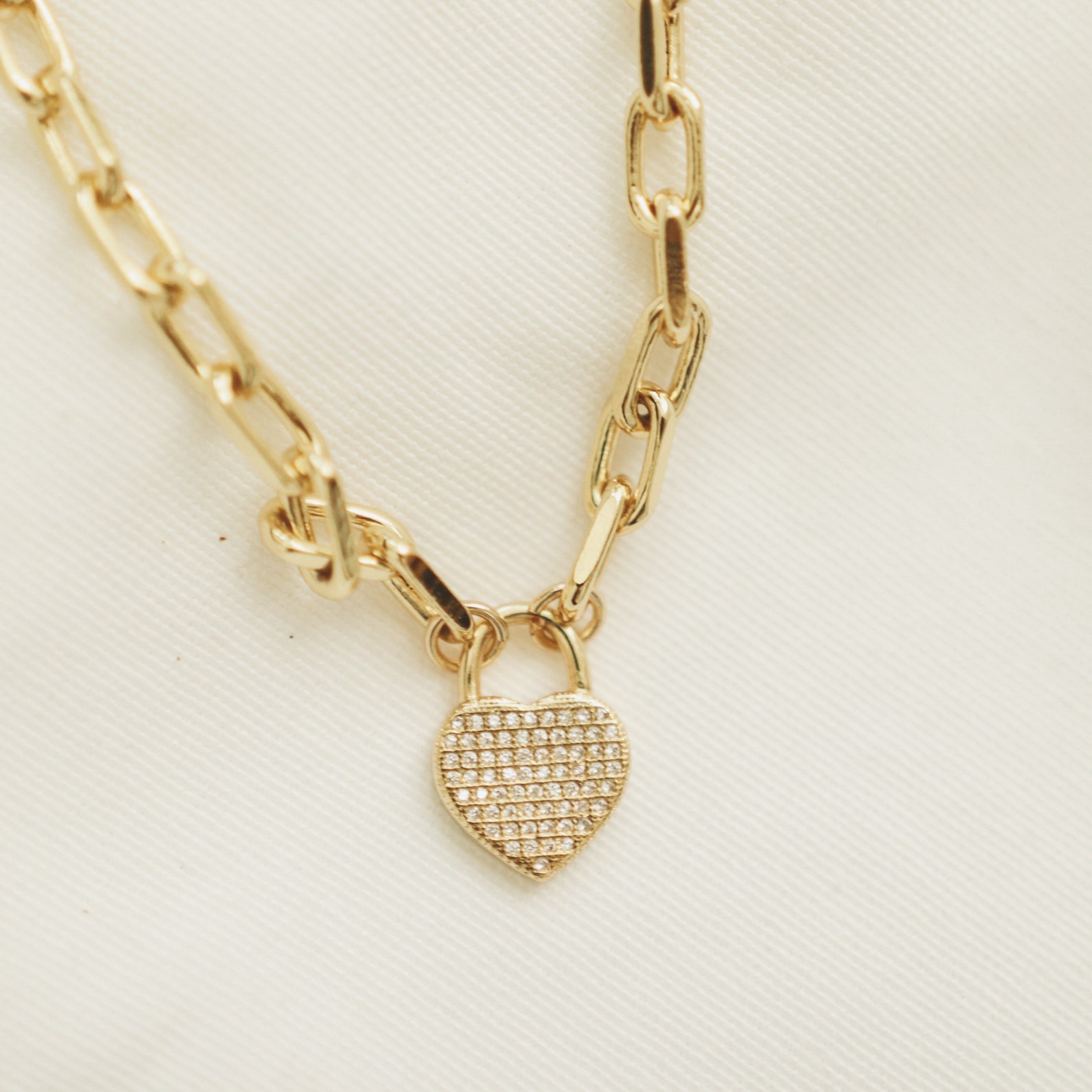 Gold Chain Necklace with Heart charm Etsy