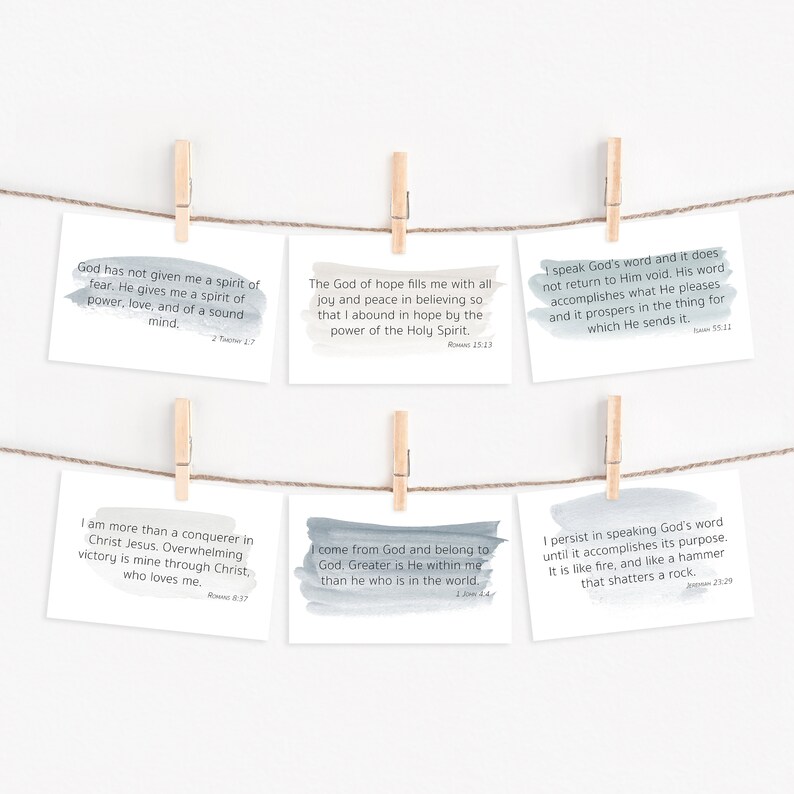 Pack of 25 Biblical Declaration Cards / Bible Verse Cards