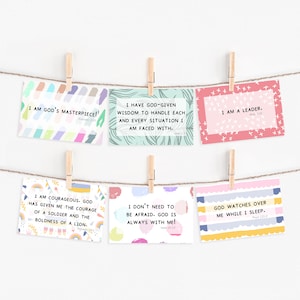 Pack de 25 cartes de déclaration biblique KIDS / Cartes de versets bibliques / Impressions de versets bibliques / Cartes bibliques 4x6 / Cartes postales de versets bibliques / Cartes postales