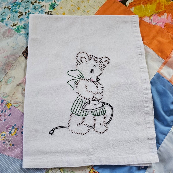 Teddy Bear and Iron Flour Sack Dishtowel