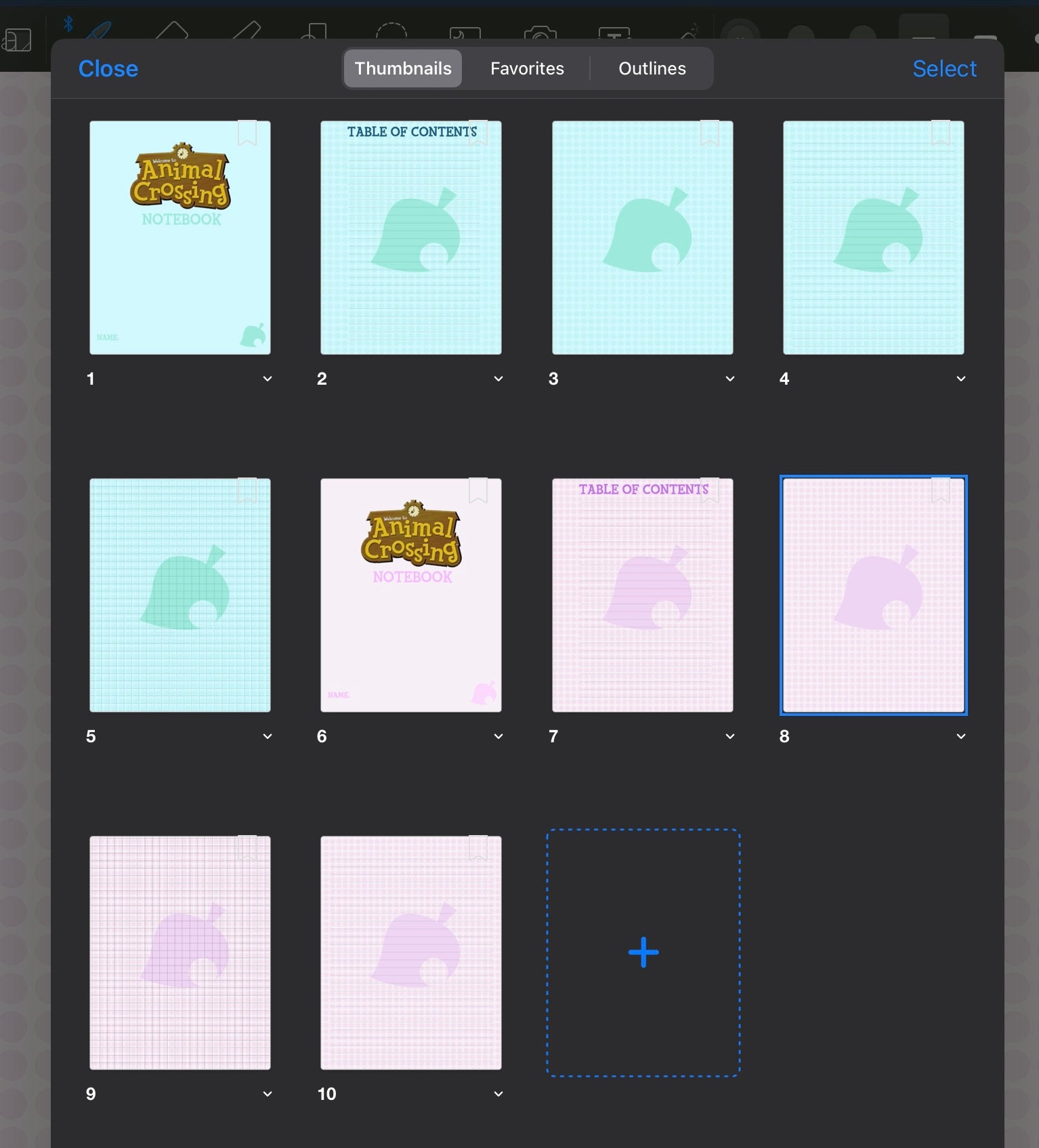 Animal Crossing Notebook Blue and Pink Digital Download PDF Etsy