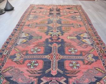 Vintage Soumak Kilim, großer Kelim Teppich, ethnischer Kilim Teppich, Kelim Teppich / N-273 /